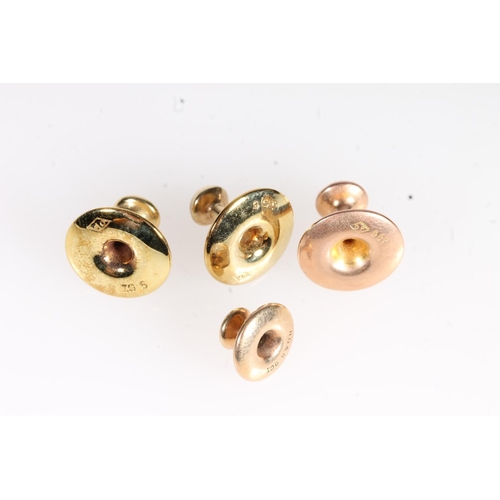 591 - Four Victorian 9ct gold dress studs, 3.6g.