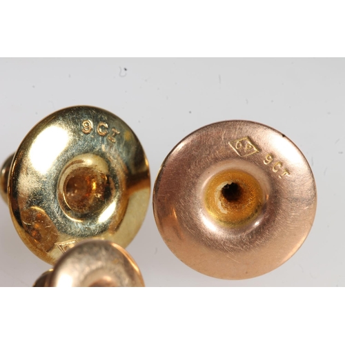 591 - Four Victorian 9ct gold dress studs, 3.6g.