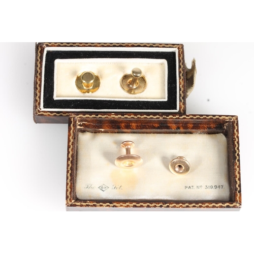 591 - Four Victorian 9ct gold dress studs, 3.6g.