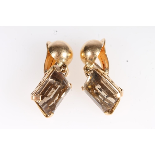 618 - Pair of 18ct yellow gold faceted stone set earrings, 10.1g.