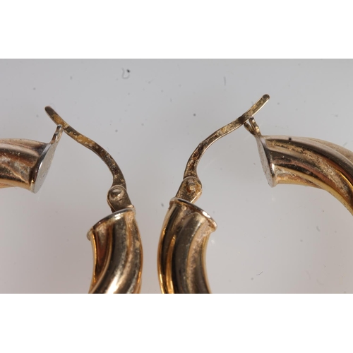 628 - Pair of 9ct gold twist hoop earrings, a 9ct gold earring and a fine 9ct gold chain, (a/f), 6g.