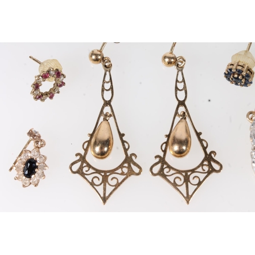 645 - Collection of 9ct gold and other earrings.