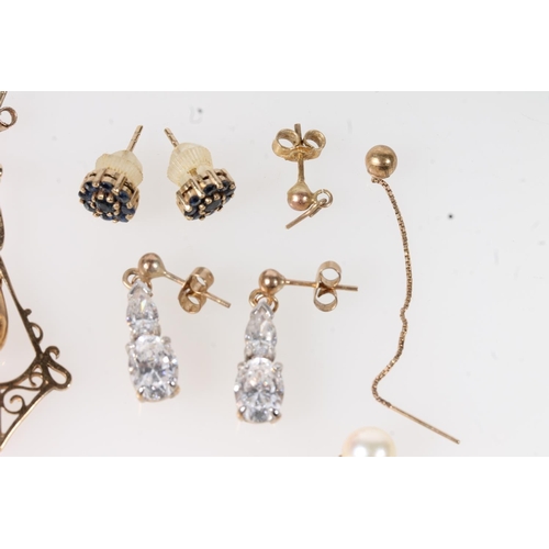 645 - Collection of 9ct gold and other earrings.