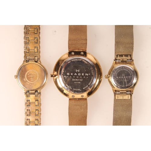 649 - Two ladies Skagen of Denmark wristwatches and a gents Rotary wristwatch.