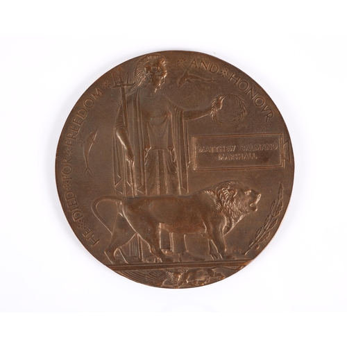 95 - British WWI death penny, Matthew Balmano Marshall