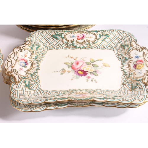 414 - English porcelain 31 piece part dinner service in the manner of Minton, mid 19th century, in the New... 