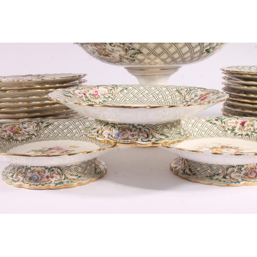 414 - English porcelain 31 piece part dinner service in the manner of Minton, mid 19th century, in the New... 