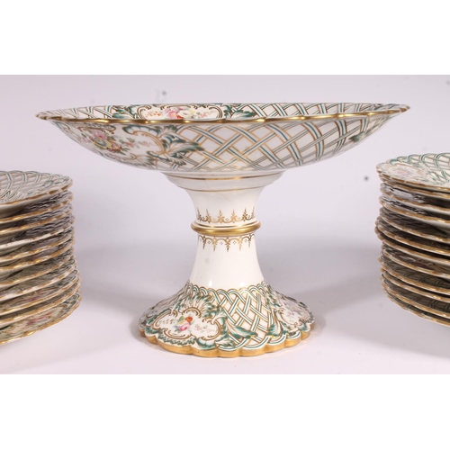 414 - English porcelain 31 piece part dinner service in the manner of Minton, mid 19th century, in the New... 