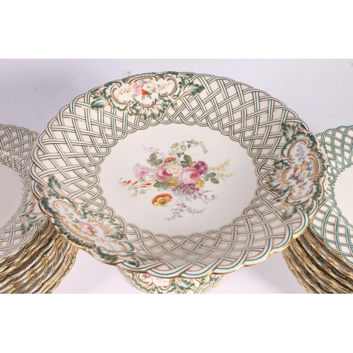 414 - English porcelain 31 piece part dinner service in the manner of Minton, mid 19th century, in the New... 