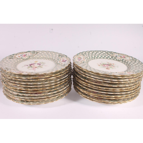 414 - English porcelain 31 piece part dinner service in the manner of Minton, mid 19th century, in the New... 