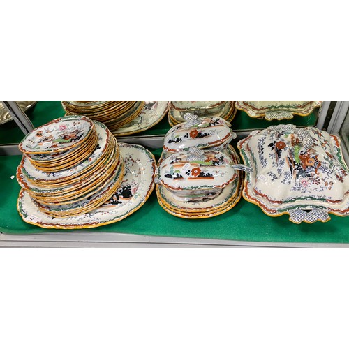 42 - Ashworth Bros ironstone part dinner service to include plates, tureens etc.