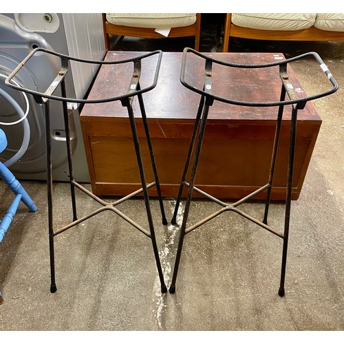 687 - Two wrought iron high stool frames