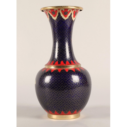 4 - Modern cloisonne baluster vase with floral decoration 30cm