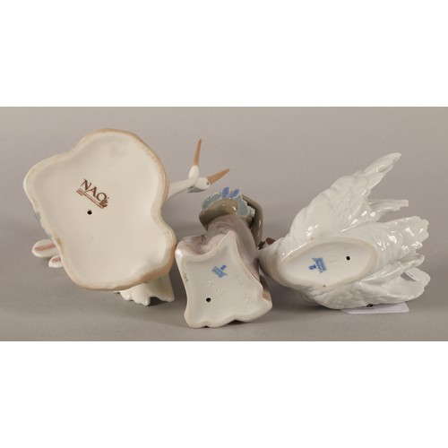 26 - Lladro girl with doll and Lladro Swan and a Nao figure Herons in flight (3)