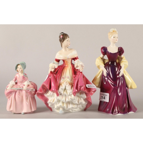 214 - Three Royal Doulton figures Southern Belle HN2229, Loretta HN2337 and Bo beep (3)