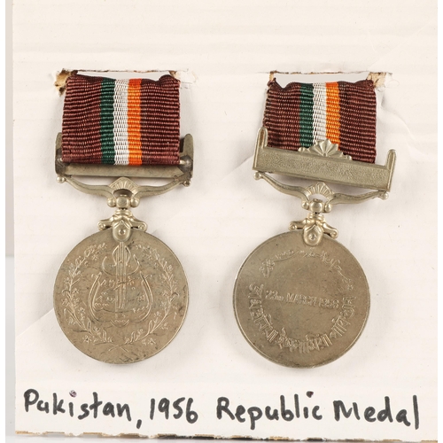 75 - Pakistan 1956 Republic medal, two showing front and back (2)