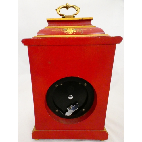 220 - Garrard & Co., of London for Elliott & CoRed Chinoiserie-cased mantel clock engraved with gi... 