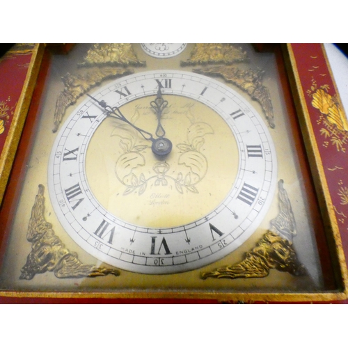 220 - Garrard & Co., of London for Elliott & CoRed Chinoiserie-cased mantel clock engraved with gi... 
