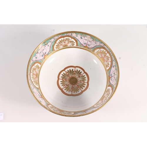 10 - Late 19th century continental porcelain bowl decorated in gilt and puce chinoiserie style, 26cm wide... 