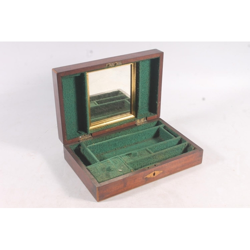 249 - Victorian mahogany and inlaid jewellery box with mirrored section.