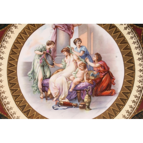 3 - Vienna porcelain plate decorated with Renaissance classic scene transfer print, 33cm diameter.