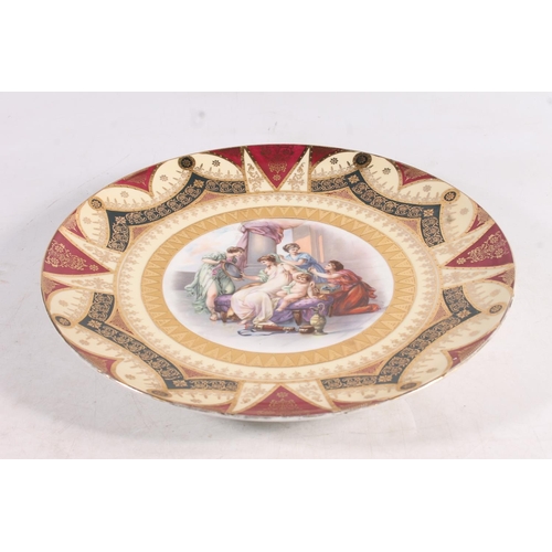 3 - Vienna porcelain plate decorated with Renaissance classic scene transfer print, 33cm diameter.