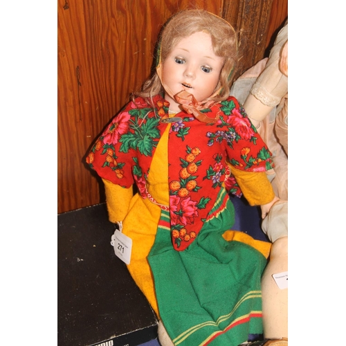 32 - Armand Marseilles German bisque doll, max 65cm high and another doll.