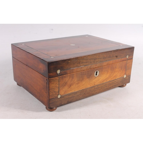 48 - Victorian mahogany and rosewood workbox with mother-of-pearl inlay.