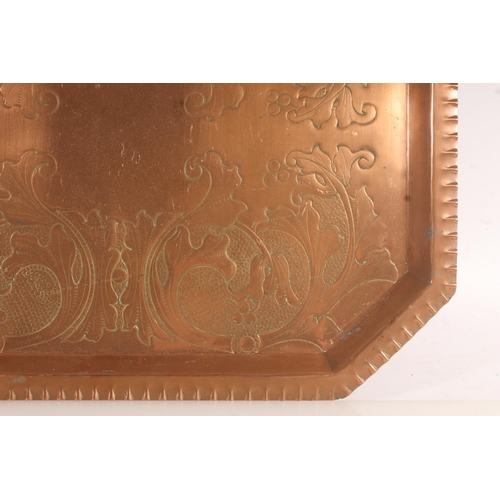 51 - Arts & Crafts style copper tray, 46cm.