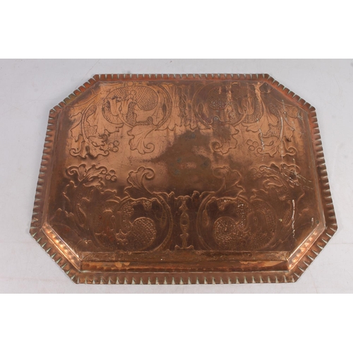 51 - Arts & Crafts style copper tray, 46cm.