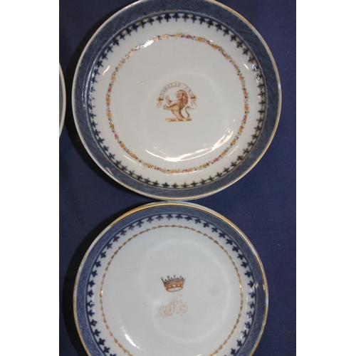 52 - 19th century Chinese export porcelain part teaset with armorial decoration and an English porcelain ... 