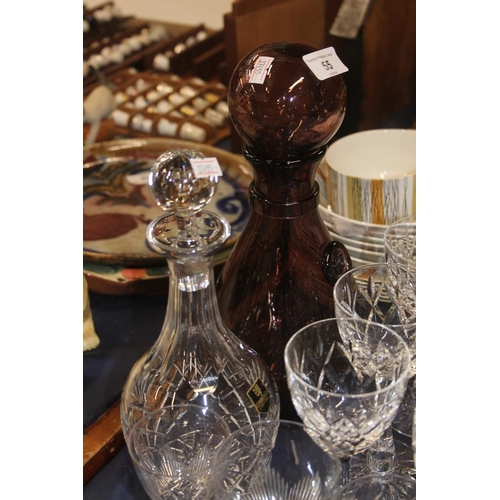 55 - Edinburgh Crystal cut-glass decanter and other glassware.