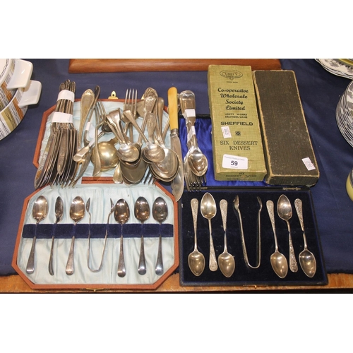 59 - Silver-plated cutlery, teaspoons, etc.