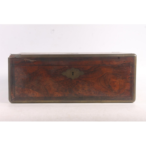 7 - Victorian walnut and brass bound writing slope, 45cm wide.