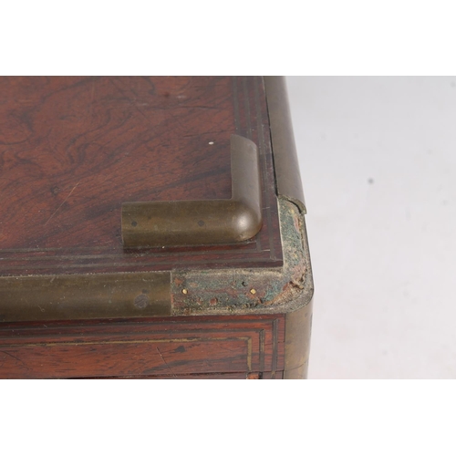 7 - Victorian walnut and brass bound writing slope, 45cm wide.