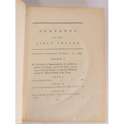 50 - SMITH ADAM.  An Inquiry into the Nature and Causes of the Wealth of Nations. 2 vols. Half title to V... 