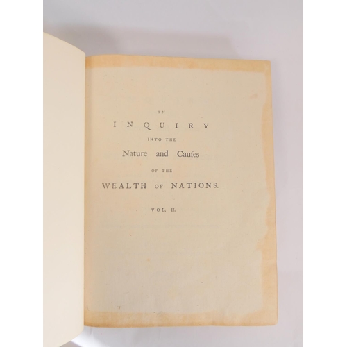 50 - SMITH ADAM.  An Inquiry into the Nature and Causes of the Wealth of Nations. 2 vols. Half title to V... 