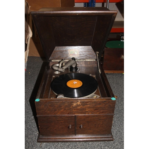 412 - HMV mahogany cased wind up gramophone.