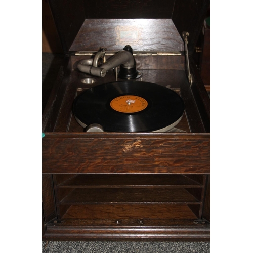 412 - HMV mahogany cased wind up gramophone.