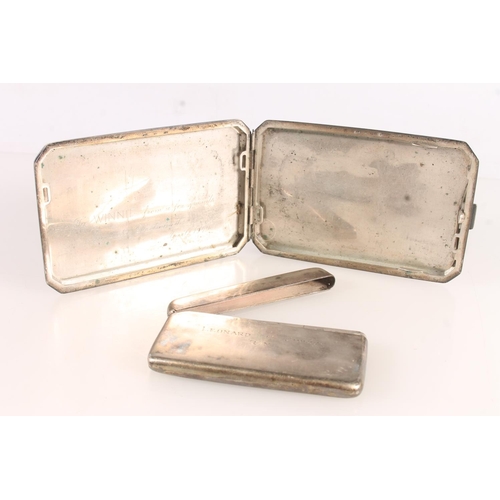 520 - German 800 grade silver Art Deco style cigarette case with engine turned decoration 144g and an unma... 