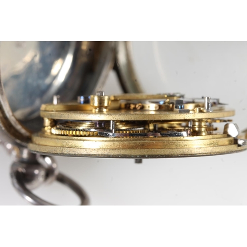 529 - John Forrest of London, a silver open faced pocket watch on a graduated curb link chain with silver ... 