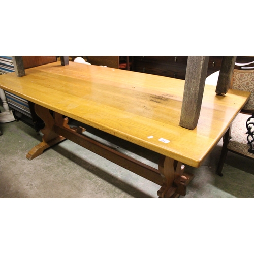 735 - Oak refectory style dining table, 83cm x 81cm deep and 74cm tall.