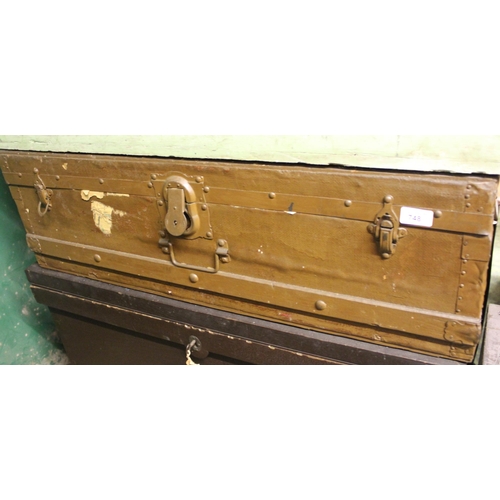 748 - Metal bound trunk, 90cm wide.