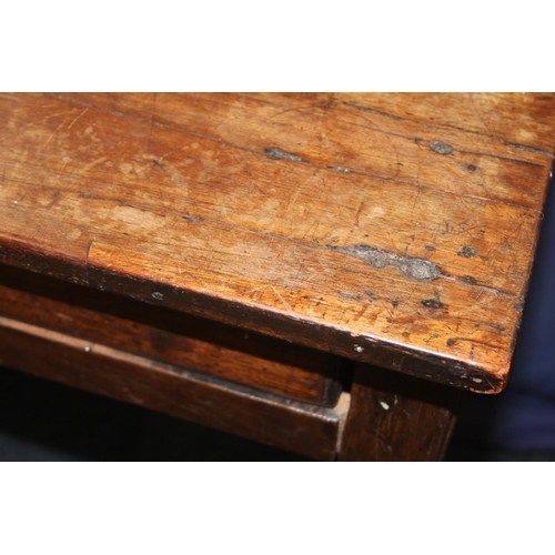 750 - Antique mahogany hall table with single frieze drawer raised on pad feet, 76cm wide.