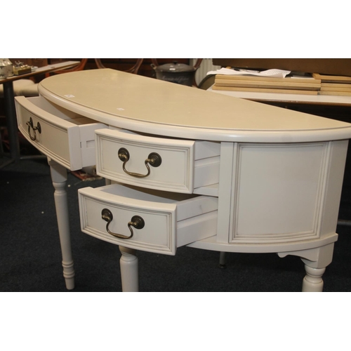 753 - Modern demi lune kneehole dressing table.