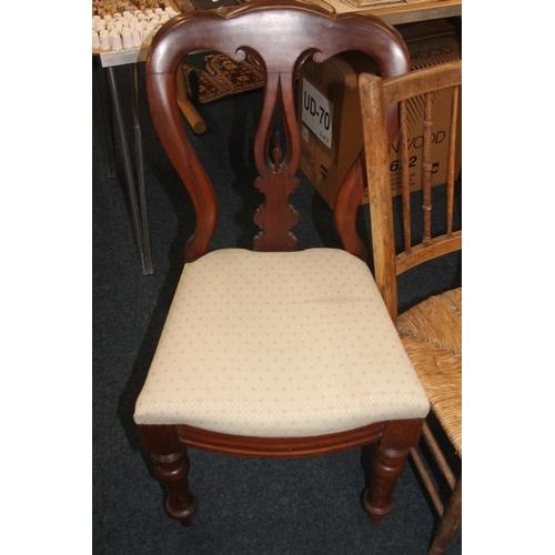 766 - Victorian mahogany dining chair, spindle back bedroom chair and another.