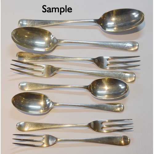69 - Part suite of near-matching late Victorian crested silver cutlery by Elkington & Co., Birmingham... 
