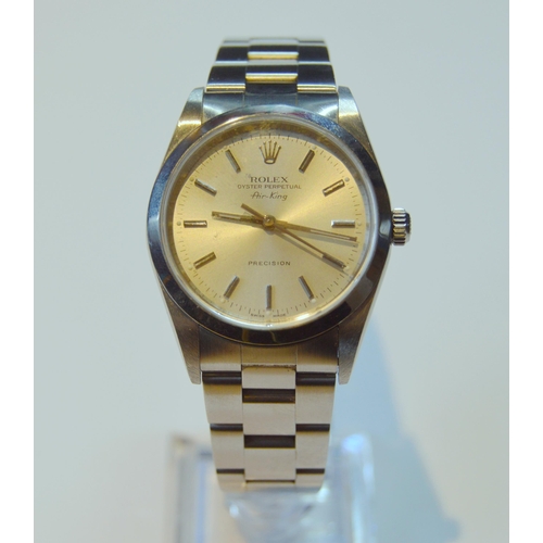 188 - Rolex Oyster Perpetual Air-King Precision gent's wristwatch, the silvered dial with baton indices, s... 