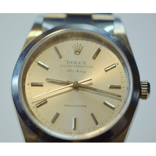 188 - Rolex Oyster Perpetual Air-King Precision gent's wristwatch, the silvered dial with baton indices, s... 