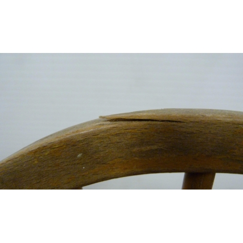 531 - Pair of Ercol elm and beech 'Cowhorn' chairs, 85cm high, and a pair of Ercol 'Quaker' chairs, c. 196... 